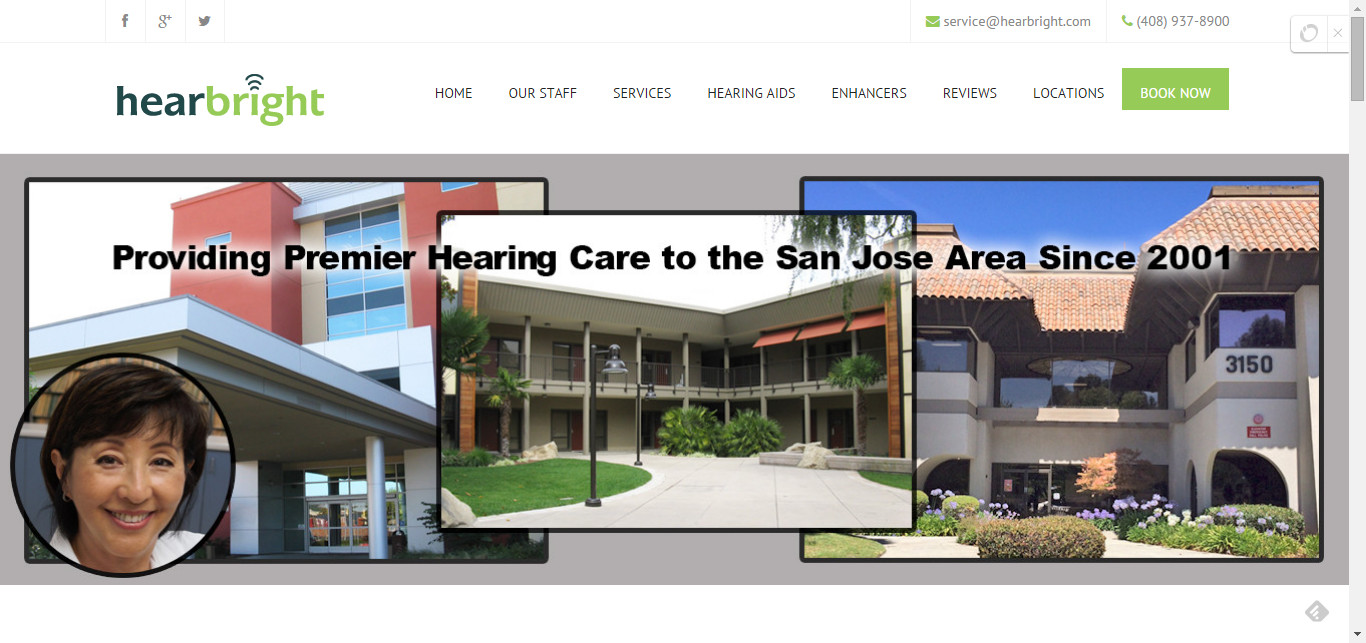 Hearbright . com home page, another Audiology Engine build